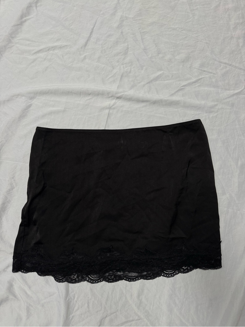 White Fox Boutique Black Lace Hem Mini Slip Skirt